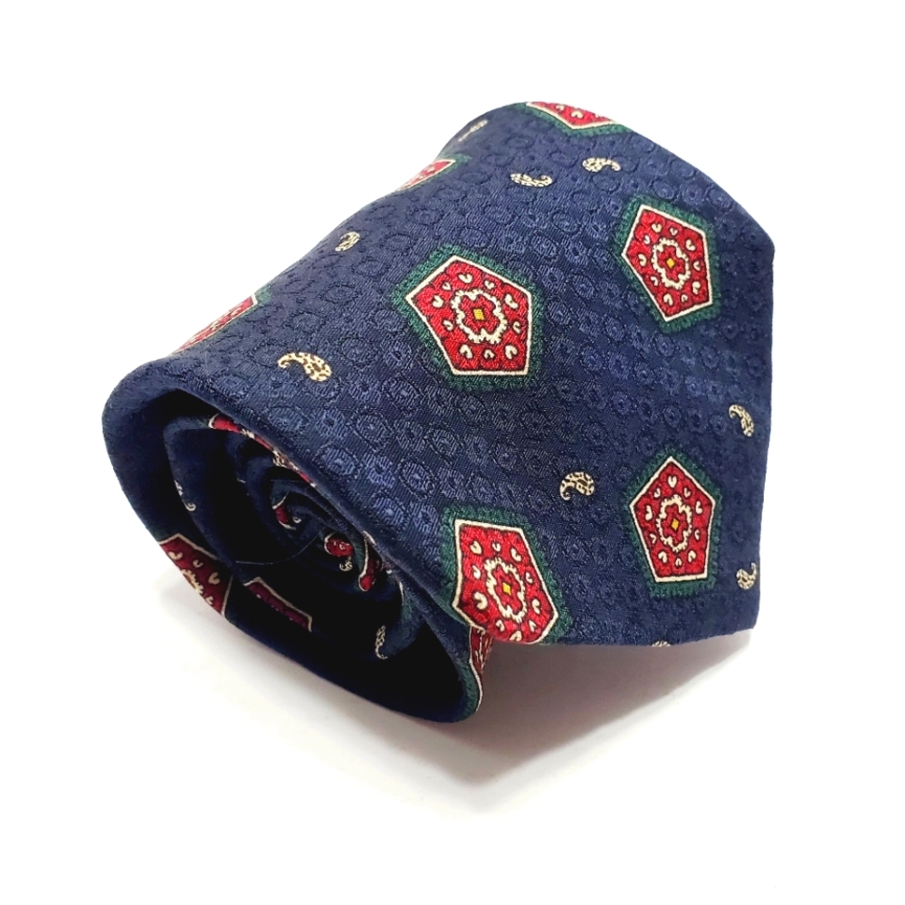 Barbara Blank Necktie Blue Geometric Silk Tie 58x4"